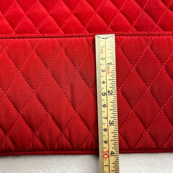 Vera Bradley Red Quilted Tote Bag Polka Dot Lining Toggle Closure w Wristlet Set - Picture 8 of 9